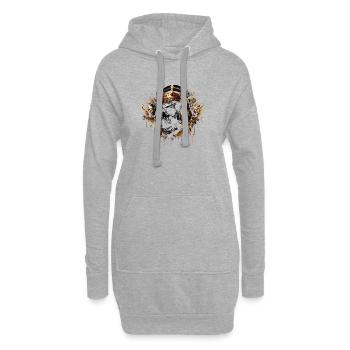 Crâne de jeu avec casque et ailes Golden Crown - Sweat-shirt à capuche long Femme - gris chiné - Devant