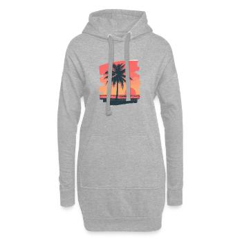 Palme Sonnenuntergang - Hoodie-Kleid - Grau meliert - Vorne