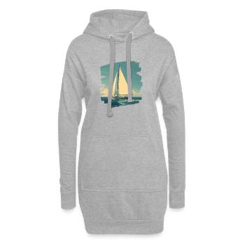 Segelboot Retro - Hoodie-Kleid - Grau meliert - Vorne