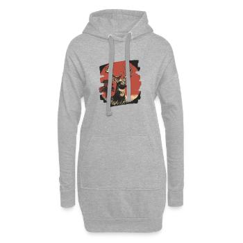Cerf avec bois - Sweat-shirt à capuche long Femme - gris chiné - Devant