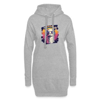 Lama Kopfhörer - Hoodie-Kleid - Grau meliert - Vorne