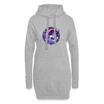 Galaktisches Einhorn auf dem Mond. - Hoodie-Kleid - Grau meliert - Vorne