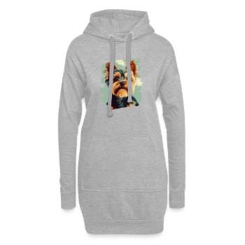 Yorkshire Terrier - Sweat-shirt à capuche long Femme - gris chiné - Devant