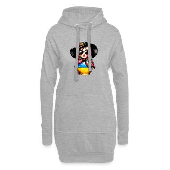Ukraine Matriochka avec lunettes de soleil pour les Ukrainiens - Sweat-shirt à capuche long Femme - gris chiné - Devant