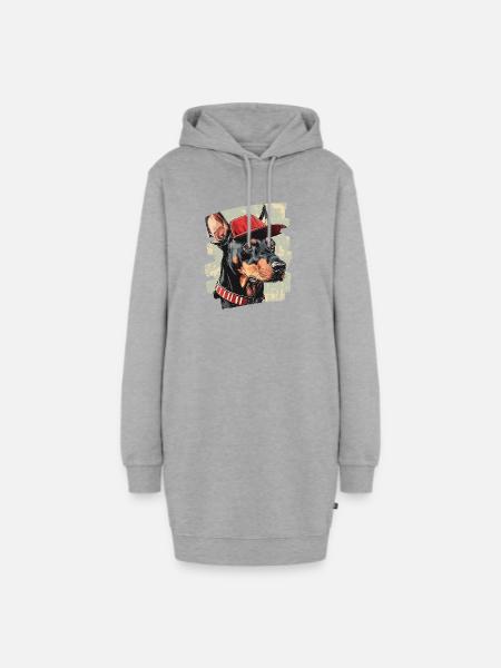 Dobermann - Hoodie-Kleid - Grau meliert