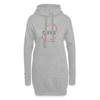 Sophia Mädchen Name personalisiertes Geschenk - Hoodie-Kleid - Grau meliert - Vorne