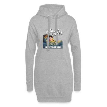 Lustiges Design im Comic Style, Humor IQ Mann Frau - Hoodie-Kleid - Grau meliert - Vorne