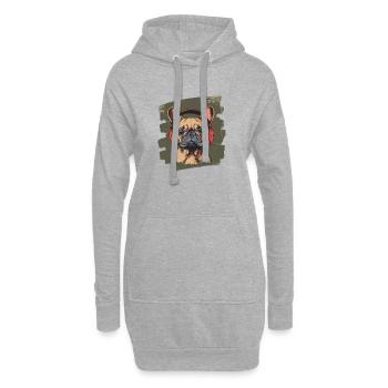 Bouledogue français Frenchie - Sweat-shirt à capuche long Femme - gris chiné - Devant