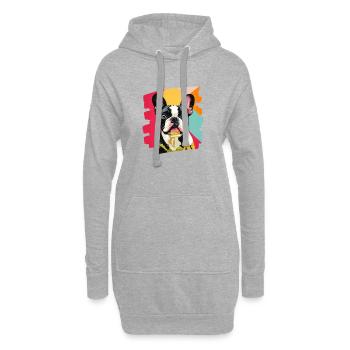 Bouledogue français Frenchie - Sweat-shirt à capuche long Femme - gris chiné - Devant