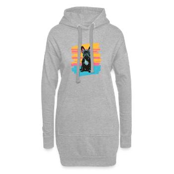Bouledogue français Frenchie - Sweat-shirt à capuche long Femme - gris chiné - Devant
