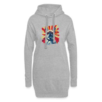 Bouledogue français Frenchie - Sweat-shirt à capuche long Femme - gris chiné - Devant