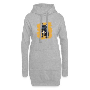 Bouledogue français Frenchie - Sweat-shirt à capuche long Femme - gris chiné - Devant