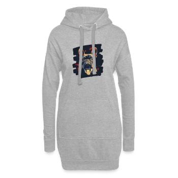 Bouledogue français Frenchie - Sweat-shirt à capuche long Femme - gris chiné - Devant