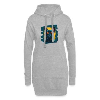Bouledogue français Frenchie - Sweat-shirt à capuche long Femme - gris chiné - Devant