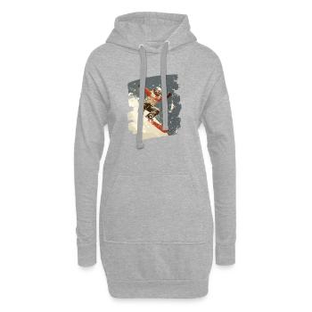 Snowboarder poudreuse - Sweat-shirt à capuche long Femme - gris chiné - Devant