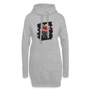 Printemps Printemps Début Fleur Fleurs - Sweat-shirt à capuche long Femme - gris chiné - Devant