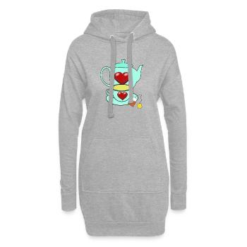 Frühstück Teekanne Tee Tasse Morgens - Hoodie-Kleid - Grau meliert - Vorne