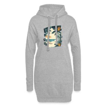 Plage de palmiers d’été - Sweat-shirt à capuche long Femme - gris chiné - Devant
