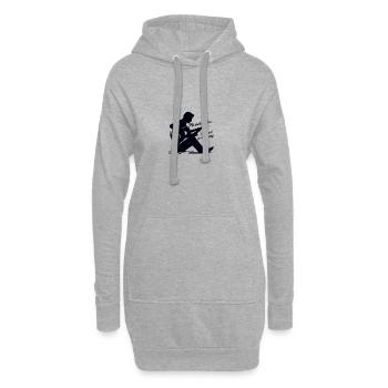 Ma guitare et moi guitariste - Sweat-shirt à capuche long Femme - gris chiné - Devant