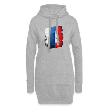 France Drapeau Français - Sweat-shirt à capuche long Femme - gris chiné - Devant