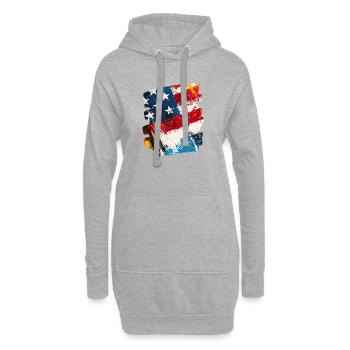 USA Flagge Vereinigte Staaten von Amerika - Hoodie-Kleid - Grau meliert - Vorne