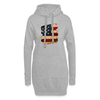 USA Flagge Vereinigte Staaten von Amerika - Hoodie-Kleid - Grau meliert - Vorne