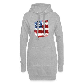 USA Flagge Vereinigte Staaten von Amerika - Hoodie-Kleid - Grau meliert - Vorne