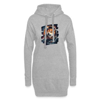 Astronaute Shiba - Sweat-shirt à capuche long Femme - gris chiné - Devant