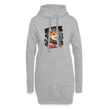 Shiba Inu Astronaute - Sweat-shirt à capuche long Femme - gris chiné - Devant