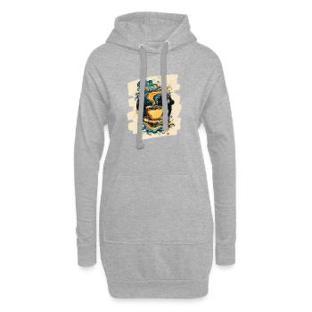 Kaffee Coffee Kaffeeliebhaber - Hoodie-Kleid - Grau meliert - Vorne