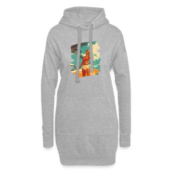 Soleil d’été Rétro - Sweat-shirt à capuche long Femme - gris chiné - Devant