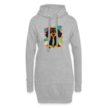 Teckel Dackel - Sweat-shirt à capuche long Femme - gris chiné - Devant