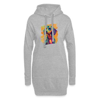 Teckel Dackel - Sweat-shirt à capuche long Femme - gris chiné - Devant