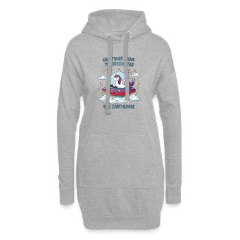 Licorne vue de l’espace - Sweat-shirt à capuche long Femme - gris chiné - Devant