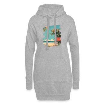 Strand Palmen Sonne Sommer - Hoodie-Kleid - Grau meliert - Vorne
