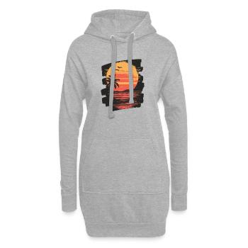 Plage Palmiers Coucher de soleil Été - Sweat-shirt à capuche long Femme - gris chiné - Devant