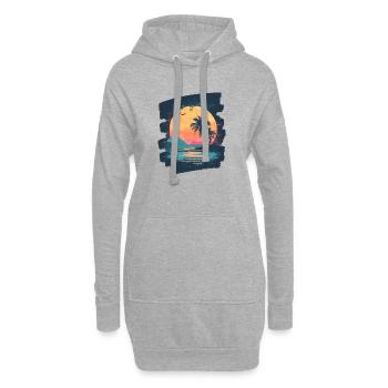 Plage Palmiers Coucher de soleil Été - Sweat-shirt à capuche long Femme - gris chiné - Devant