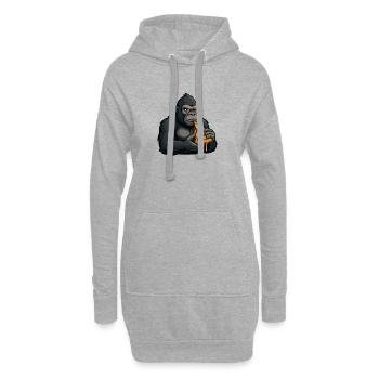 Mignon Gorille Pizza Italien Dessin animé Nourriture - Sweat-shirt à capuche long Femme - gris chiné - Devant