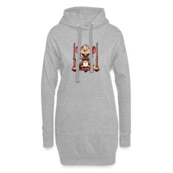 Mürrische Hyäne auf Schaukel genervt und beleidigt - Hoodie-Kleid - Grau meliert - Vorne