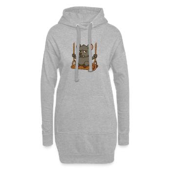 Mürrische Maus Ratte Schaukeln Genervt Angry - Hoodie-Kleid - Grau meliert - Vorne