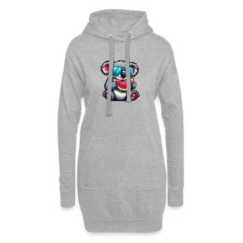 Süßer Koala Wassermelone Sommer Cartoon Frucht - Hoodie-Kleid - Grau meliert - Vorne