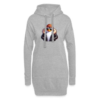 Pingouin cool avec lunettes de soleil et veste en cuir - Sweat-shirt à capuche long Femme - gris chiné - Devant