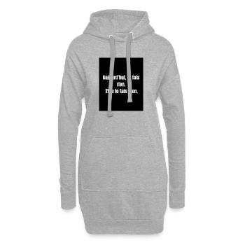 Rien, mais bien – Citation paresse assumée - Sweat-shirt à capuche long Femme - gris chiné - Devant