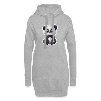 Ours panda mignon - Sweat-shirt à capuche long Femme - gris chiné - Devant