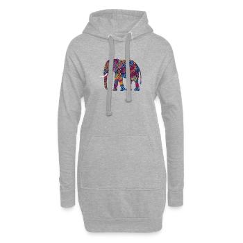 Elefant Rüsseltier Afrika Safari Wildnis Elefanten - Hoodie-Kleid - Grau meliert - Vorne