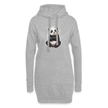 Ours panda mignon - Sweat-shirt à capuche long Femme - gris chiné - Devant