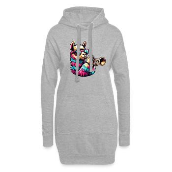 Lama trompette drôle avec des lunettes de soleil - Sweat-shirt à capuche long Femme - gris chiné - Devant