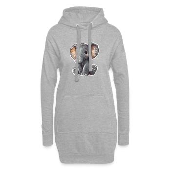 Éléphant mignon – idée cadeau pour les amoureux des animaux - Sweat-shirt à capuche long Femme - gris chiné - Devant