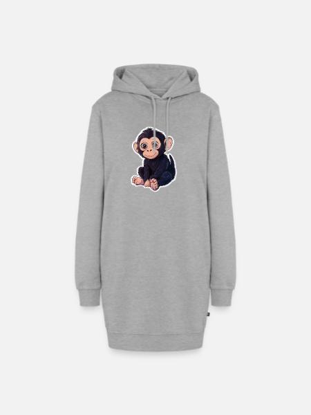Monkey Cute Monkey Gift for Monkey Fans - Hoodie Dress - heather grey