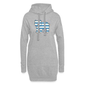 Ours à rayures de style nautique - Sweat-shirt à capuche long Femme - gris chiné - Devant